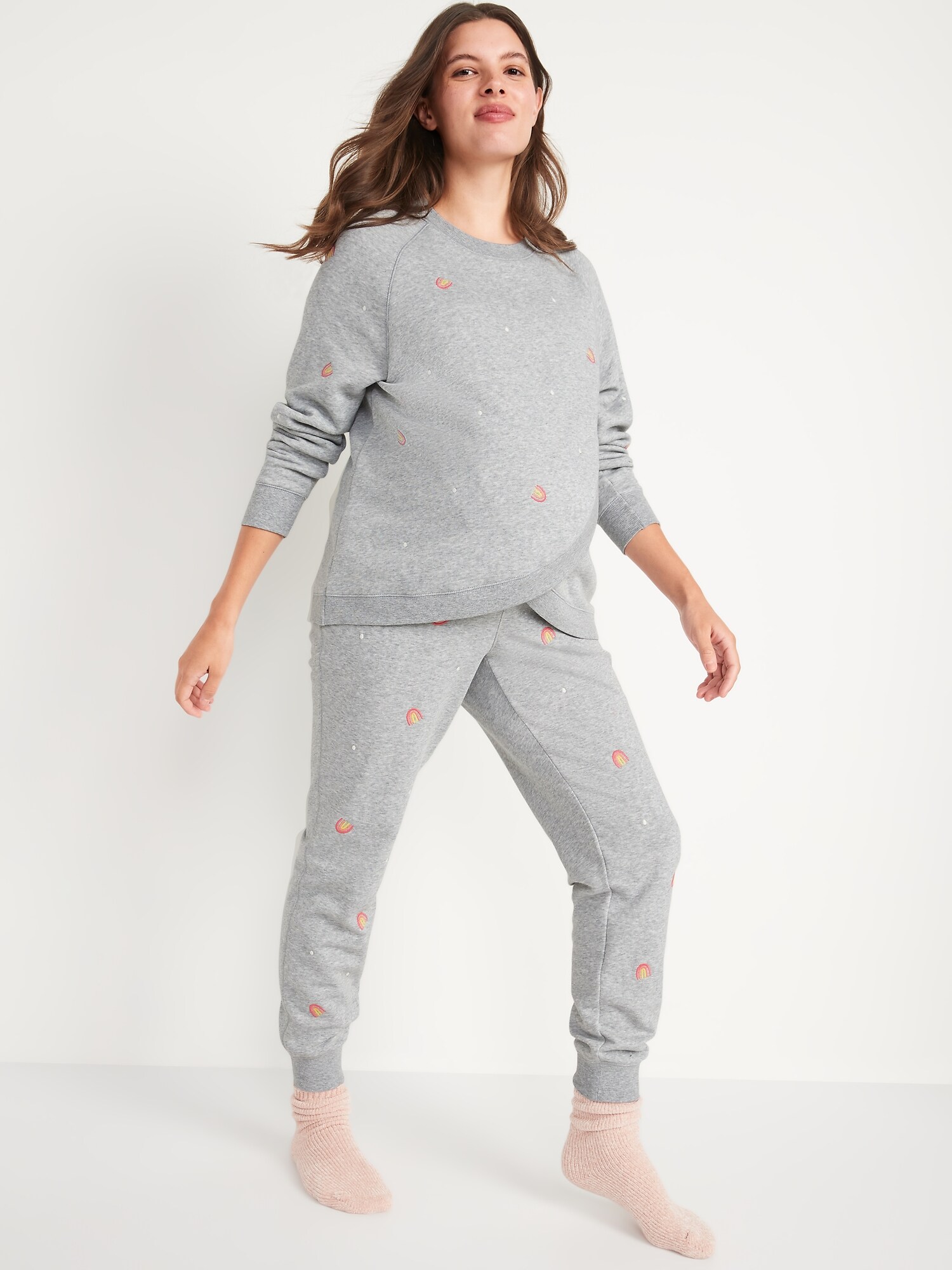 Maternity Rollover-Waist French Terry Jogger Sweatpants | Old Navy