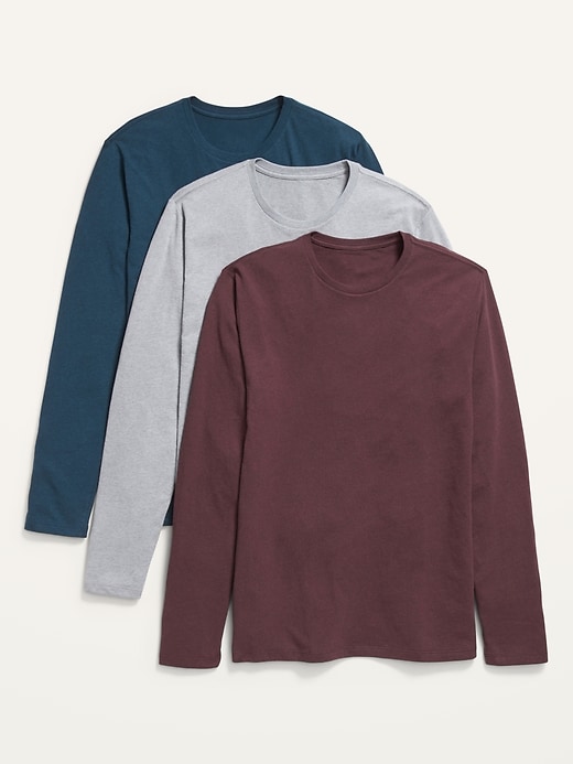 Image number 1 showing, Soft-Washed Long-Sleeve Crew-Neck T-Shirt 3-Pack