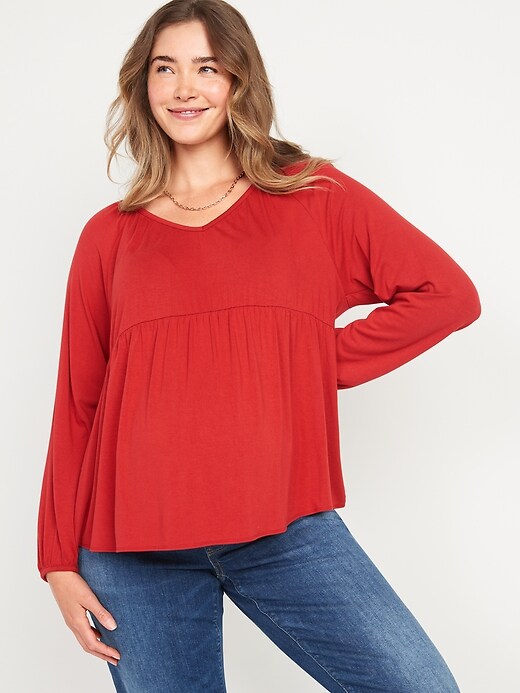 Image number 1 showing, Maternity Jersey-Knit Waist-Defined Top