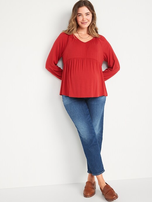 Image number 3 showing, Maternity Jersey-Knit Waist-Defined Top
