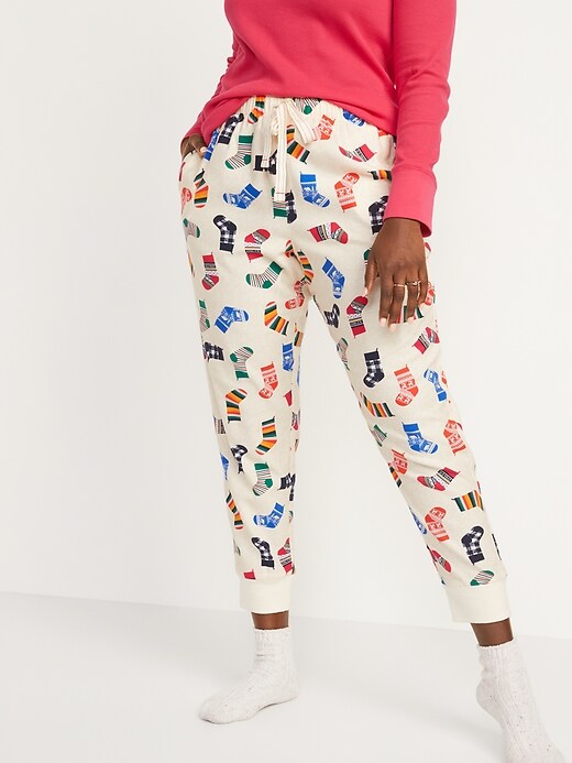Image number 1 showing, Printed Flannel Jogger Pajama Pants