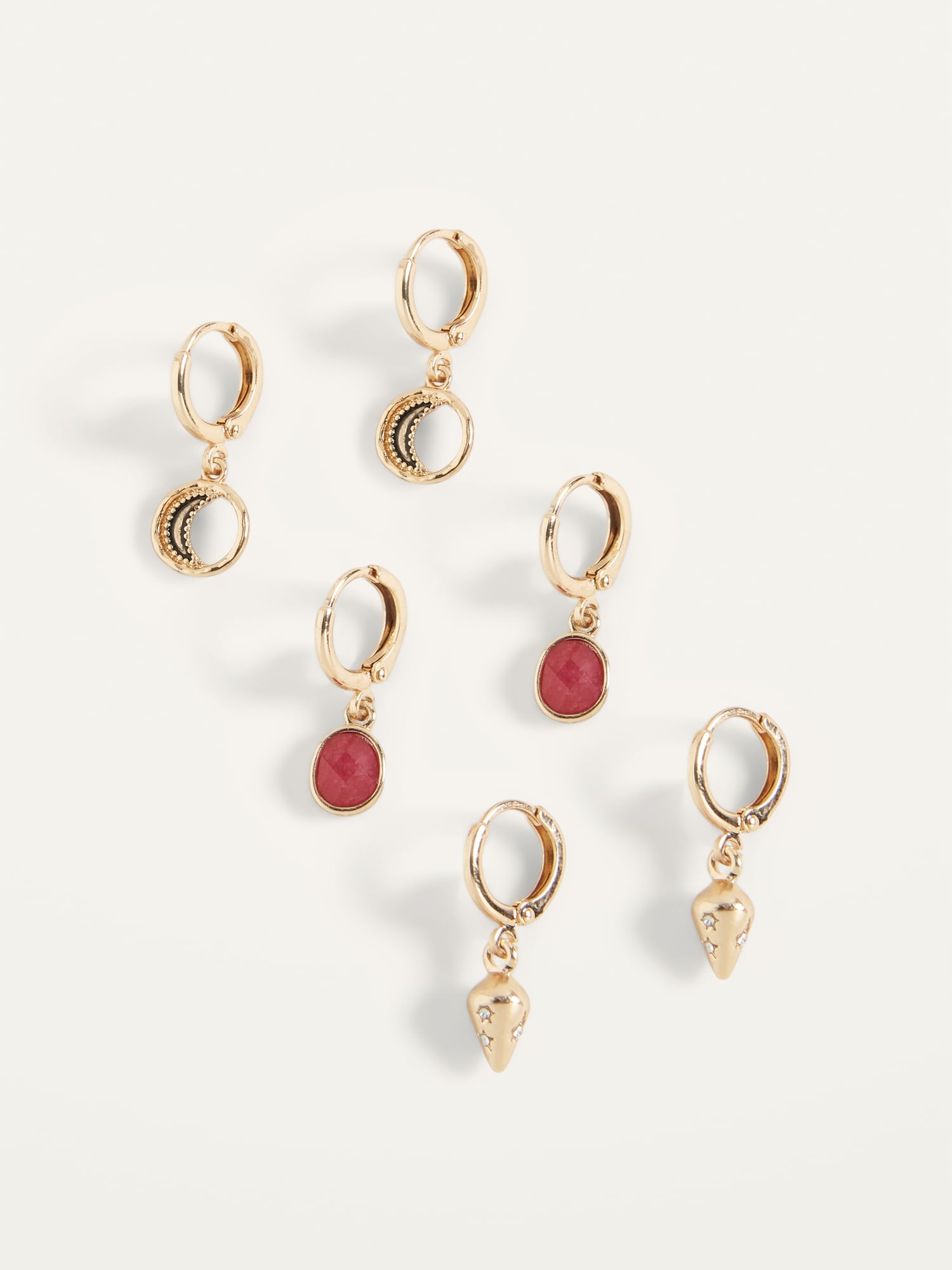 Gold-Toned Huggie Hoop Earrings 3-Pack for Women