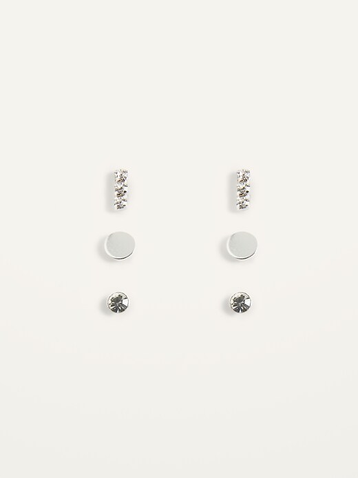 View large product image 1 of 2. Sterling Silver Stud Earrings 3-Pack for Women