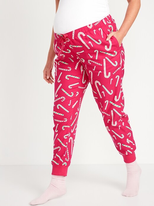 Image number 1 showing, Maternity Matching Print Flannel Jogger Pajama Pants