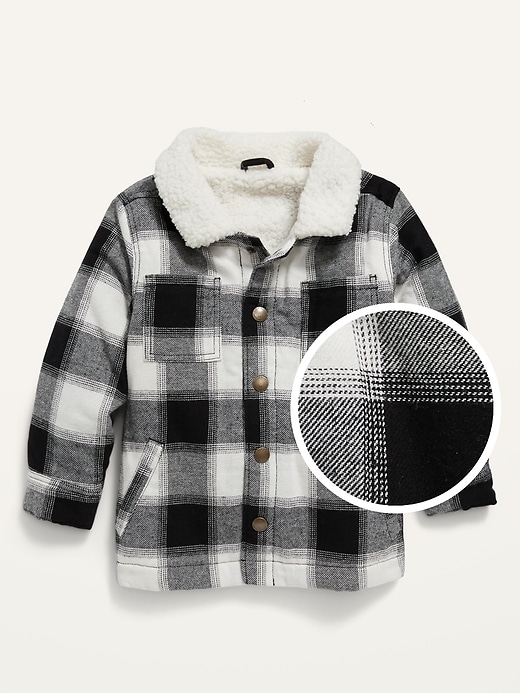 View large product image 1 of 2. Unisex Buffalo Plaid Sherpa-Lined Shacket for Toddler