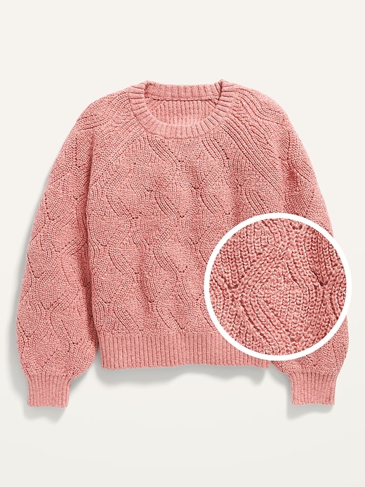 Cable-Knit Blouson-Sleeve Pullover Sweater for Girls | Old Navy