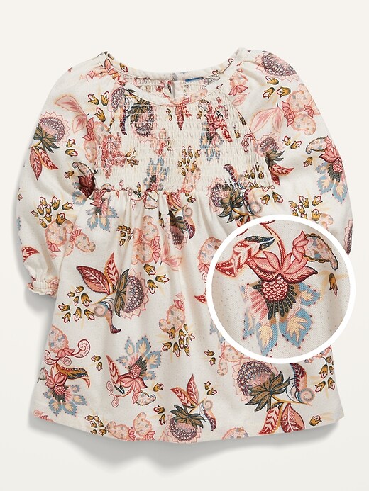 View large product image 1 of 2. Long-Sleeve Twill Floral Dress for Baby