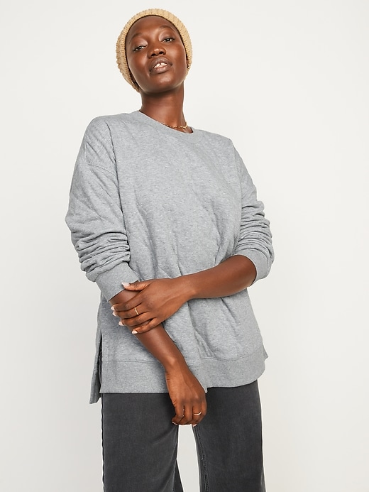 Old Navy - Long-Sleeve Vintage Quilted Tunic Sweatshirt for Women