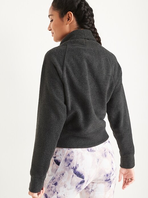 Image number 6 showing, Funnel-Neck Cropped Microfleece Sweatshirt for Women