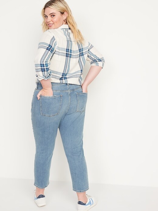 Image number 8 showing, Mid-Rise Built-In Warm Boyfriend Jeans for Women