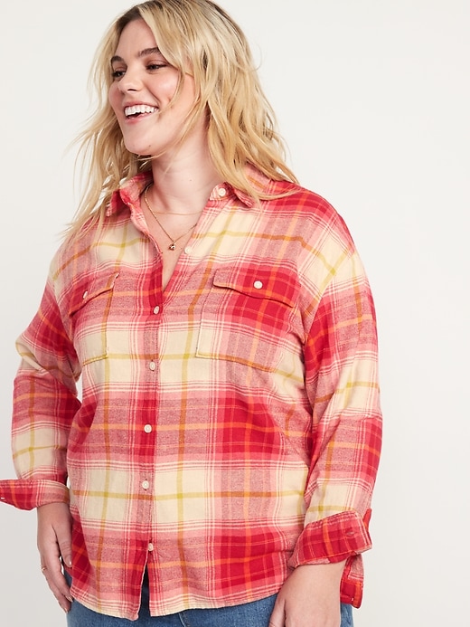 Image number 7 showing, Oversized Plaid Flannel Boyfriend Tunic Shirt