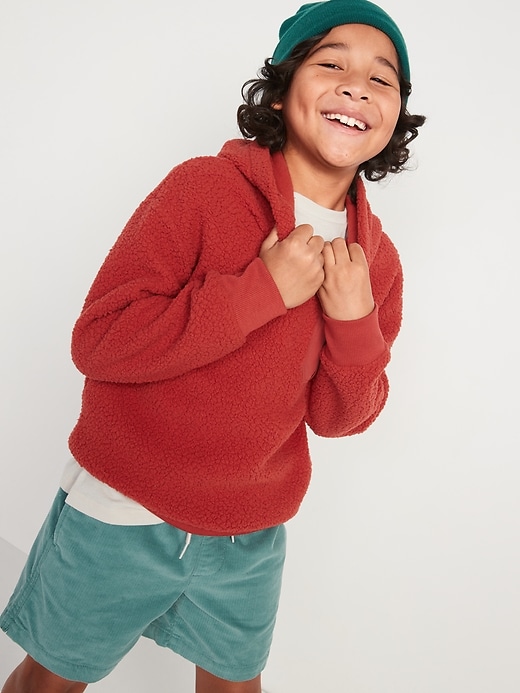 View large product image 1 of 3. Oversized Sherpa Pullover Hoodie For Boys