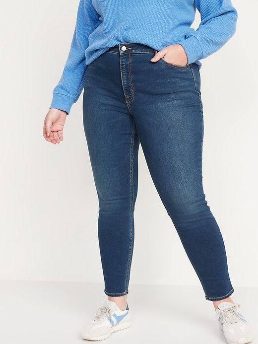 Image number 7 showing, High-Waisted Built-In Warm Rockstar Super Skinny Jeans for Women