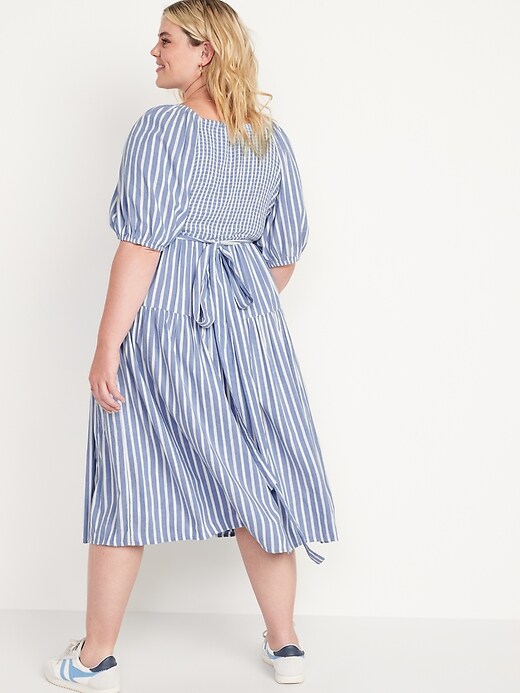 Waist-Defined Striped Tie-Belt Midi Wrap Dress for Women | Old Navy