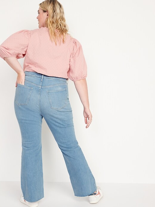 Image number 8 showing, Higher High-Rise Light-Wash Ripped Cut-Off Flare Jeans for Women