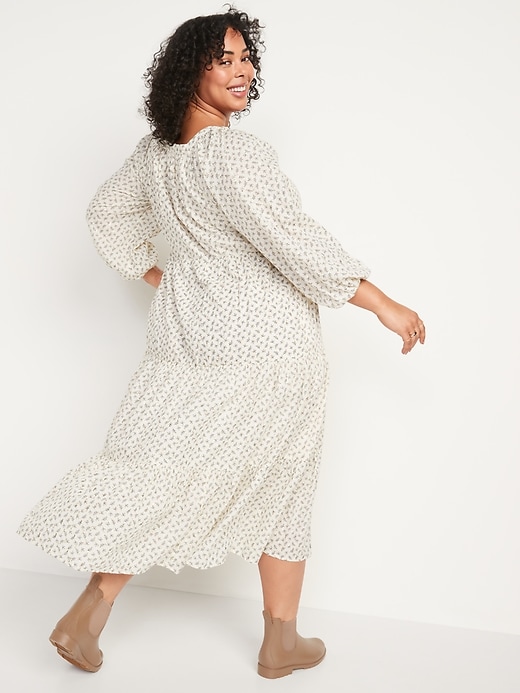 Image number 8 showing, Long-Sleeve Button-Down Tiered Midi Swing Dress