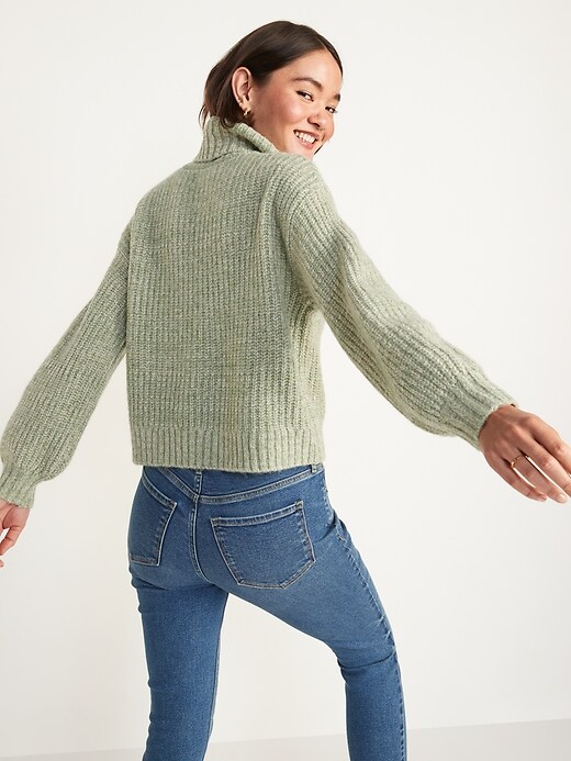 Image number 6 showing, Mélange Shaker-Stitch Turtleneck Sweater for Women