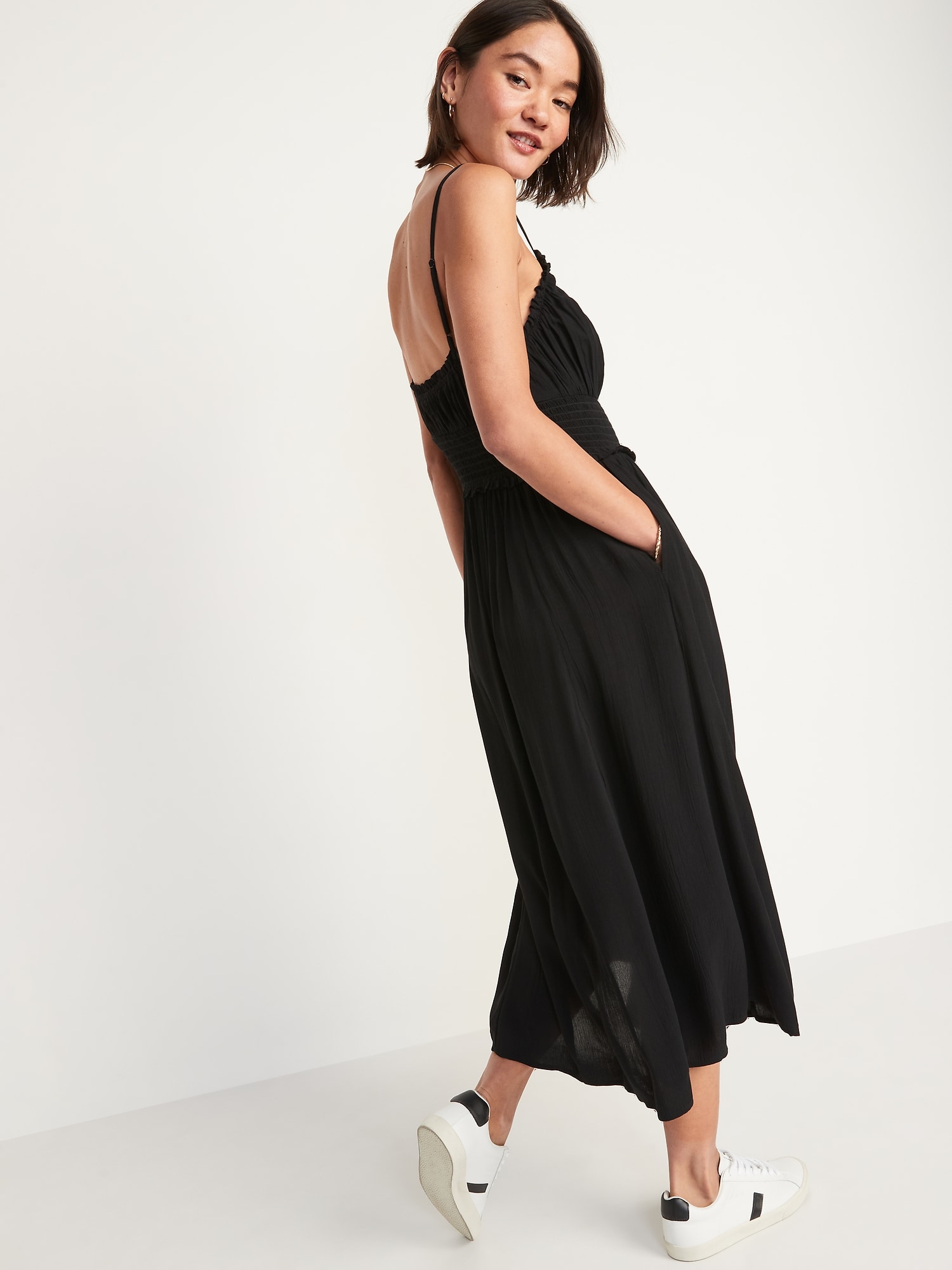 Smocked-Waist Fit & Flare Cami Midi Dress for Women | Old Navy