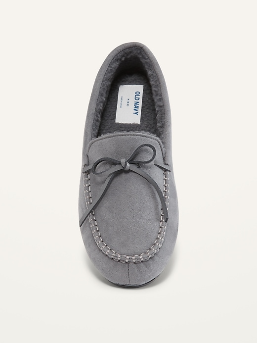 View large product image 2 of 3. Faux-Suede Sherpa-Lined Moccasin Slippers