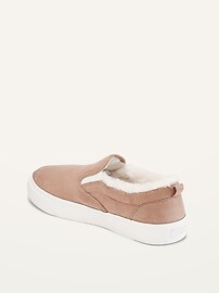 View large product image 3 of 3. Sherpa-Lined Faux Suede Slip-On Sneakers for Girls