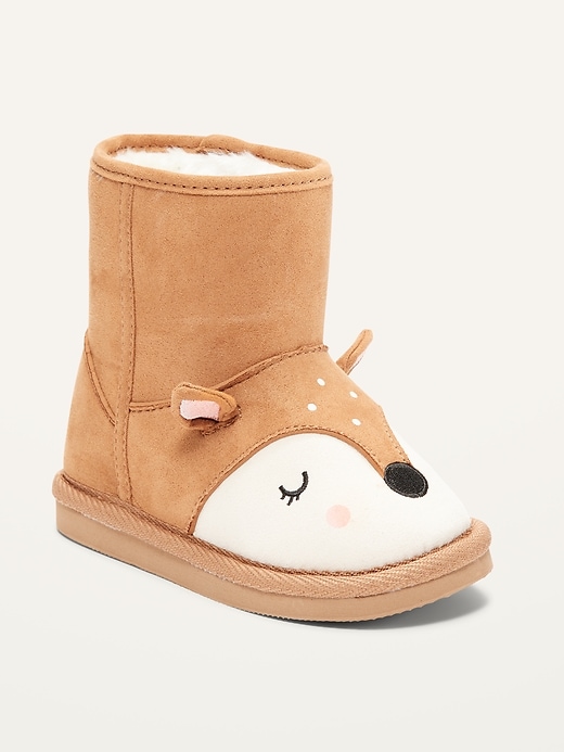 View large product image 1 of 4. Faux-Suede Deer Critter Boots for Toddler Girls