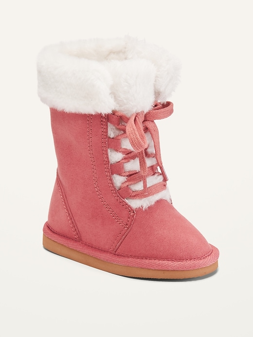 Old Navy Faux-Suede Lace-Up Boots for Toddler Girls. 1