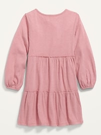 View large product image 3 of 3. Rib-Knit Tiered Long-Sleeve Dress for Girls