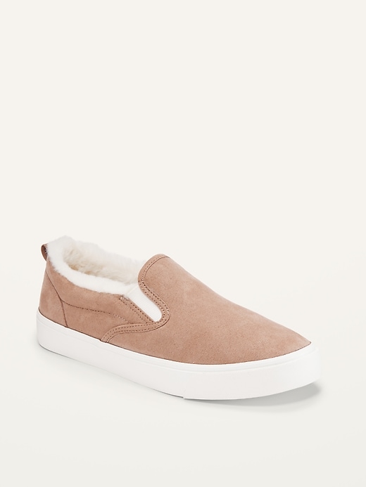 View large product image 1 of 3. Sherpa-Lined Faux Suede Slip-On Sneakers for Girls