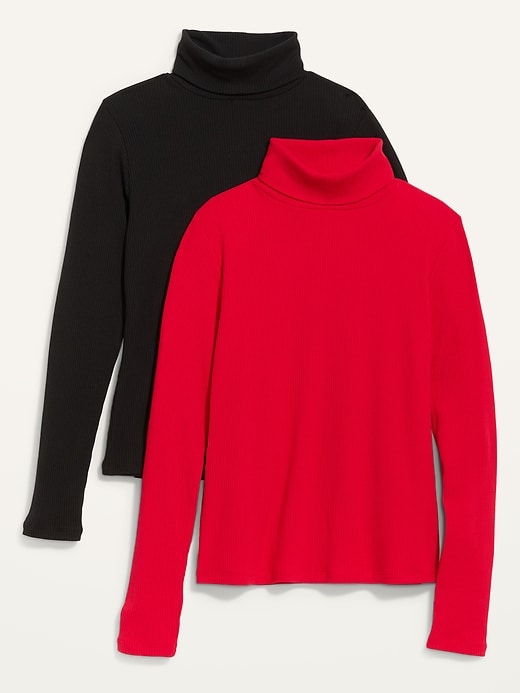View large product image 1 of 1. Rib-Knit Long-Sleeve Turtleneck Top 2-Pack