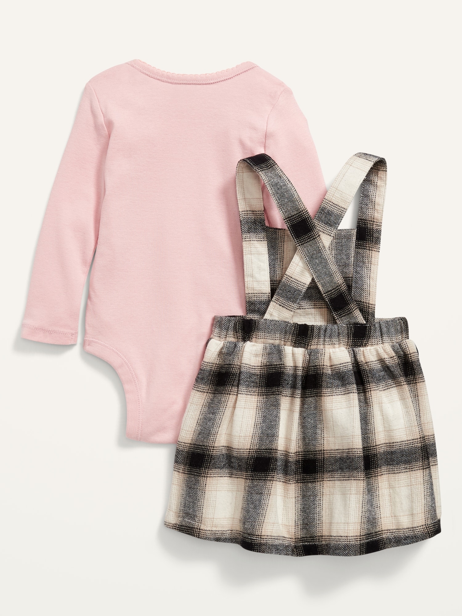 Bodysuit & Flannel Pinafore Skirtall Set for Baby Old Navy