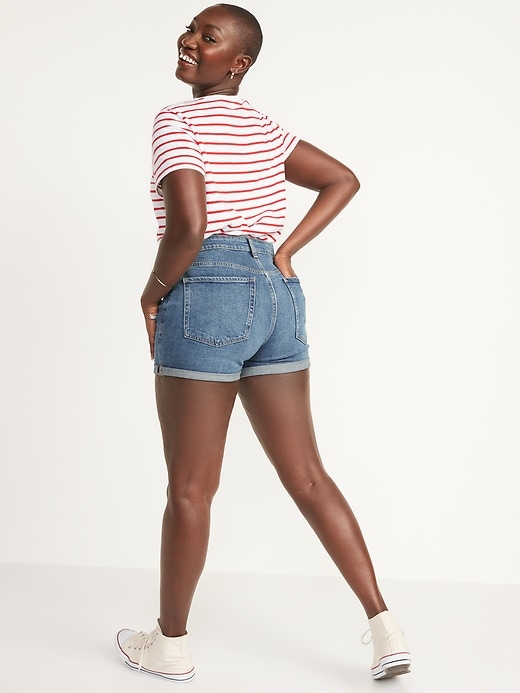 Image number 2 showing, High-Waisted O.G. Straight Ripped Jean Shorts for Women -- 3-inch inseam