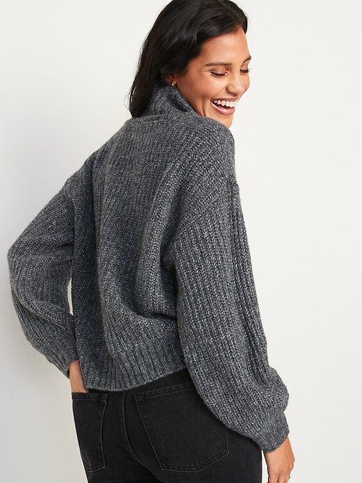 Image number 6 showing, Heathered Shaker-Stitch Turtleneck Sweater for Women