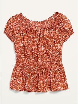 Givo smocked detailed peplum top., Fashion Bug