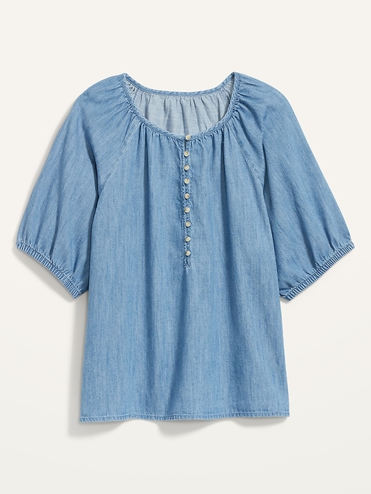Image number 4 showing, Chambray Button-Front Swing Top for Women