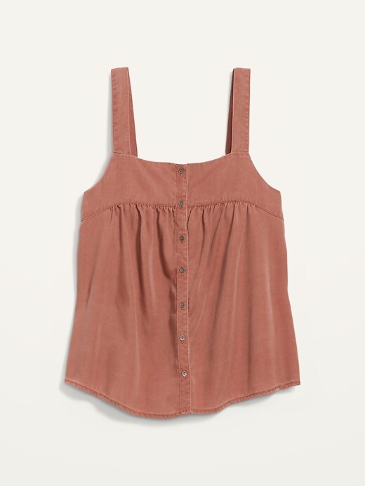 Image number 4 showing, Garment-Dyed Button-Front No-Peek Cami Top for Women