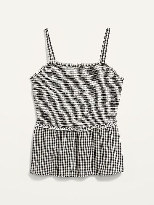 Image number 1 showing, Sleeveless Smocked-Bodice Gingham Top for Women