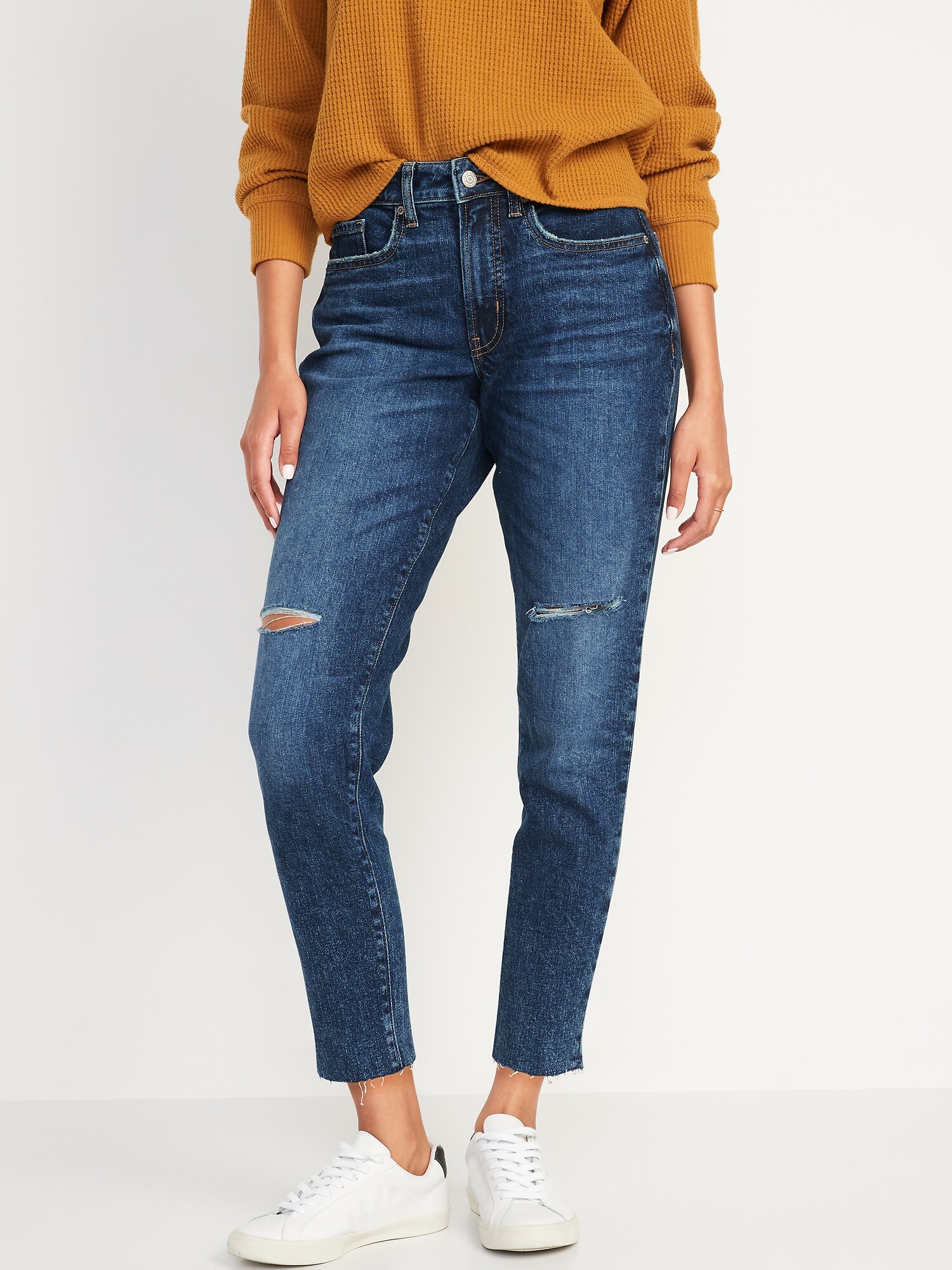 HighWaisted O.G. Straight Ripped CutOff Jeans for Women Old Navy