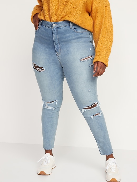 Image number 7 showing, Higher High-Waisted Rockstar 360° Stretch Super-Skinny Ripped Jeans