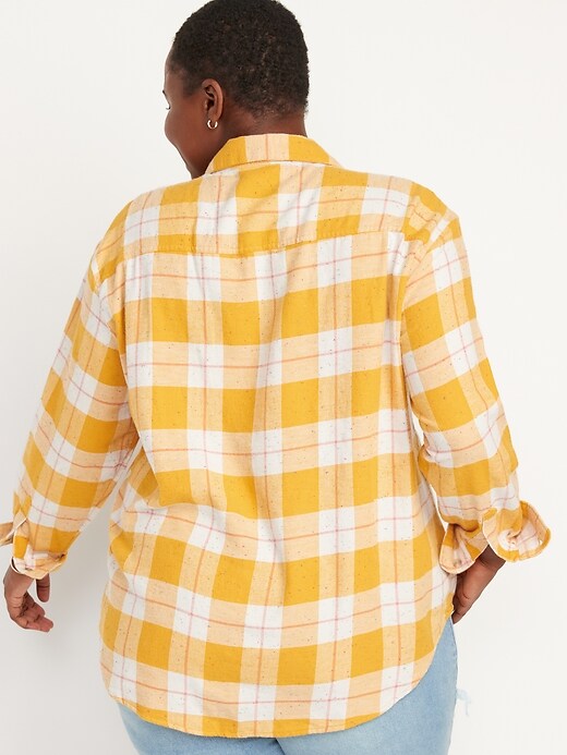 Image number 8 showing, Oversized Plaid Flannel Boyfriend Shirt