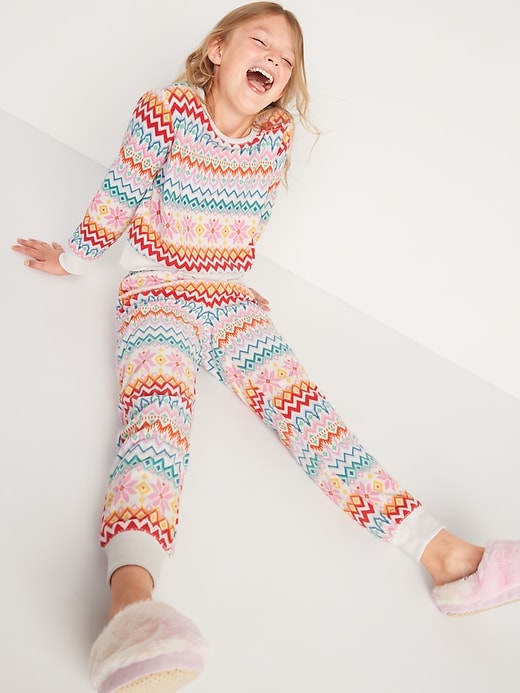 View large product image 1 of 3. Printed Micro Fleece Pajama Top & Joggers Set for Girls