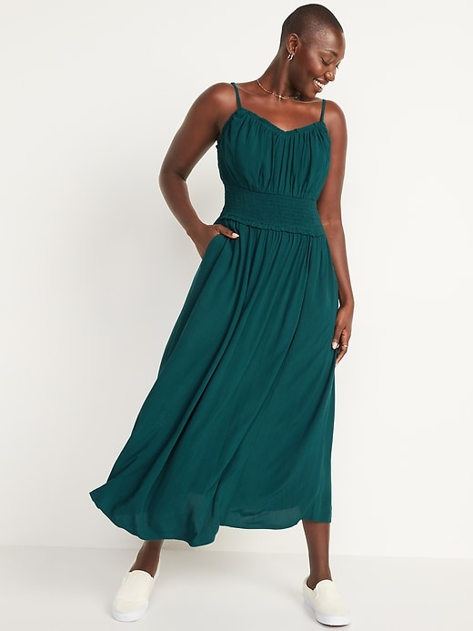 Image number 1 showing, Smocked-Waist Fit & Flare Cami Midi Dress