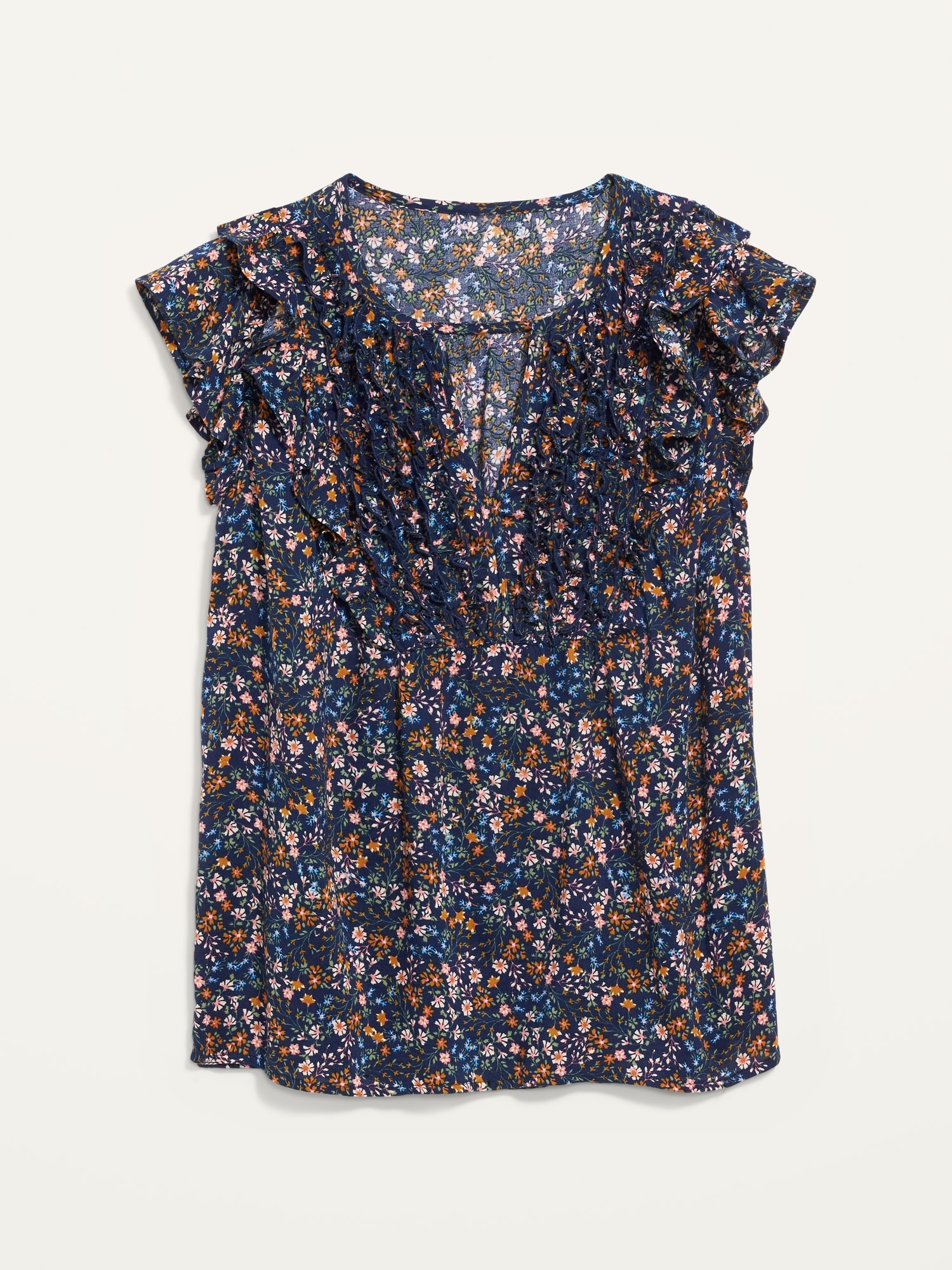 Ruffled Floral-Print Short-Sleeve Blouse | Old Navy