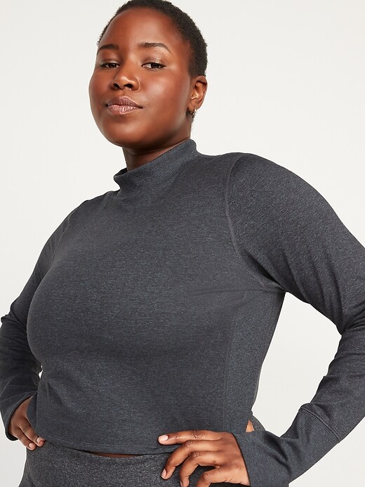 Image number 6 showing, CozeCore Long-Sleeve Cropped Rib-Paneled Top for Women