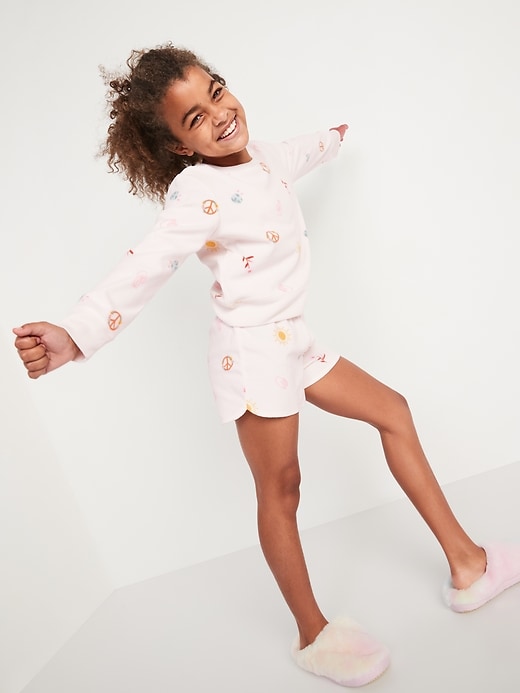 View large product image 1 of 3. Long-Sleeve Printed Pajama Short Set for Girls