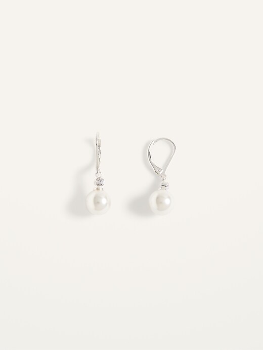 View large product image 1 of 2. Silver-Toned Drop Earrings For Women