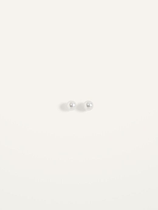 View large product image 1 of 2. Faux Pearl Stud Earrings For Women