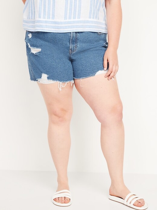 Image number 5 showing, Mid-Rise Boyfriend Distressed Cut-Off Jean Shorts for Women - 3 inch inseam