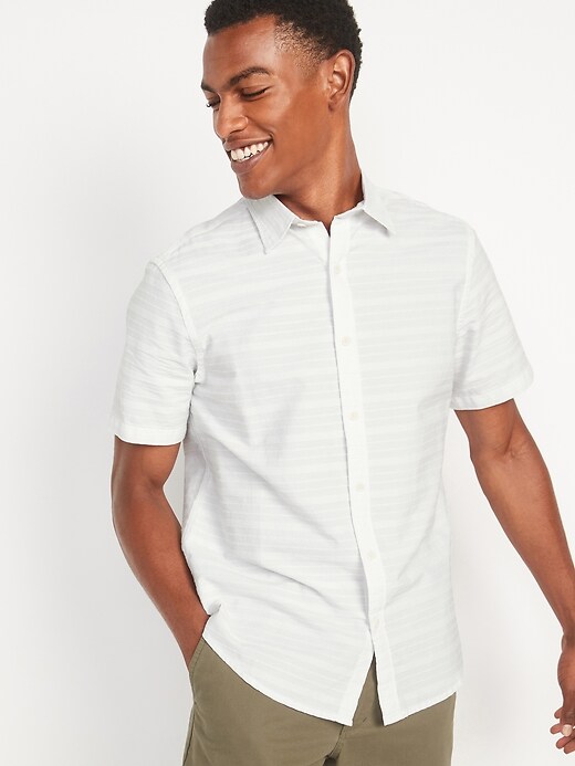 Image number 1 showing, Relaxed-Fit Cotton Dobby Short-Sleeve Shirt