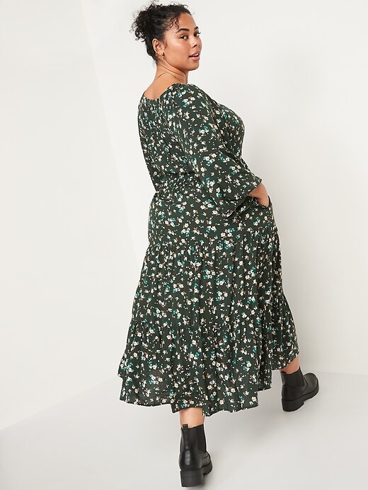 Image number 8 showing, Long-Sleeve Tiered Floral Maxi Swing Dress for Women