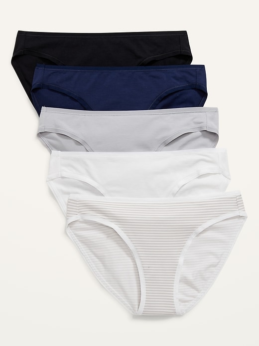 Old Navy Mid-Rise Supima® Cotton-Blend Bikini Underwear 5-Pack for Women. 10
